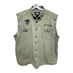 Men’s Harley-Davidson Sleeveless Logo Button Down Shirt Size 2XL